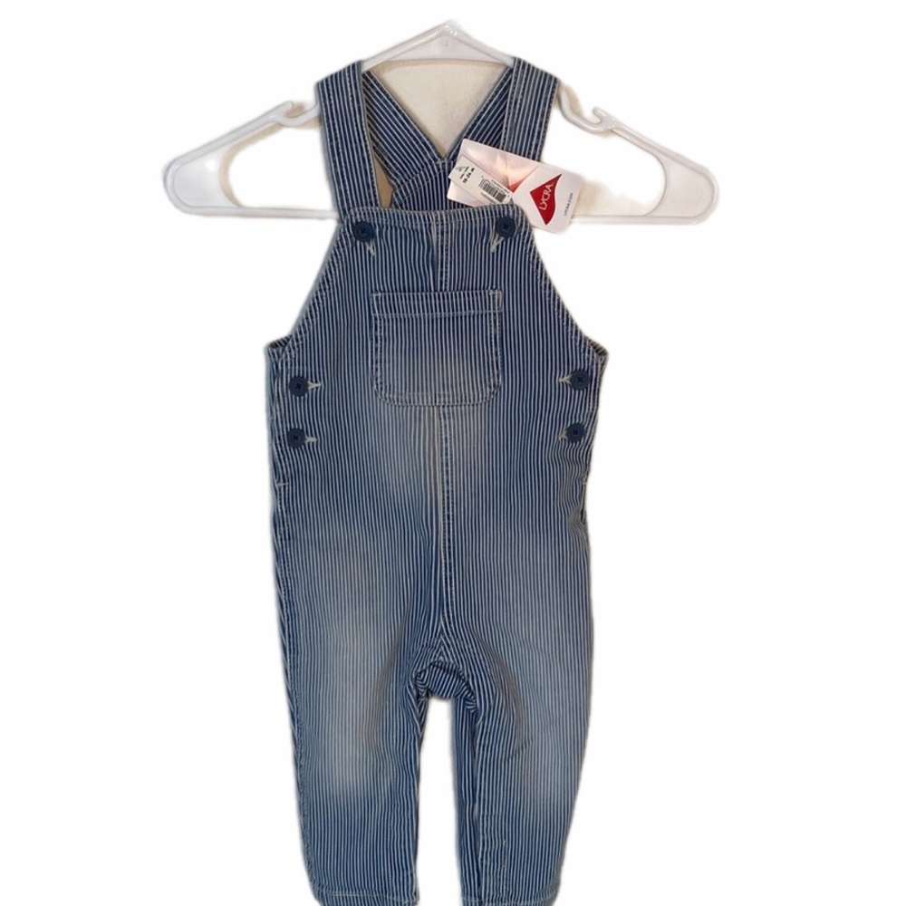 Joe Fresh Toddler Blue Striped Nautical Coastal Overalls size 18-24 months